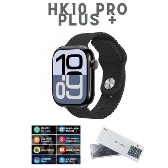 Watch 10 Series HK10 Pro+ Plus Amoled G-Sensör Akıllı Saat Çift Kordon Yapay Zeka Kulaklık Eşleme Çağrı Cevaplama - 2