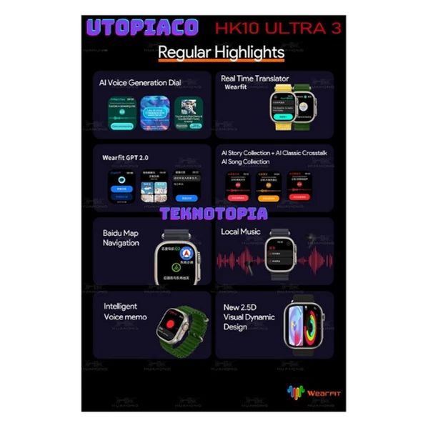 Watch 10 Series HK10 Ultra 3 Amoled Ekran G-Sensör 2.02 Inç Yapay Zekalı Kulaklık Eşleştirmeli Akıllı Saat - 4