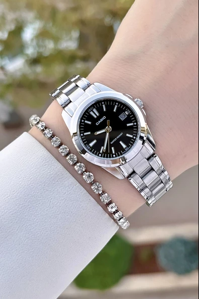 Casio CSISTE155 Kadranı Siyah Kordonu Gümüş Renk Kadın Kol Saati - Resim 4