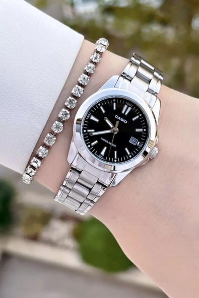 Casio CSISTE155 Kadranı Siyah Kordonu Gümüş Renk Kadın Kol Saati - Resim 2