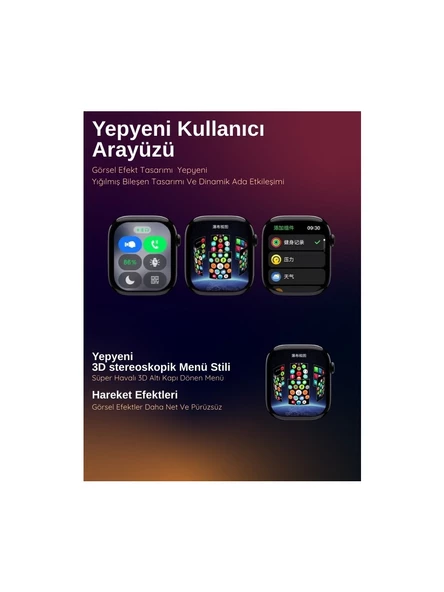HK10 Pro A Watch 10 Serisi Amoled Ekran Akıllı Saat Yapay Zeka Çağrı Cevaplama Bildirim Okuma - 4