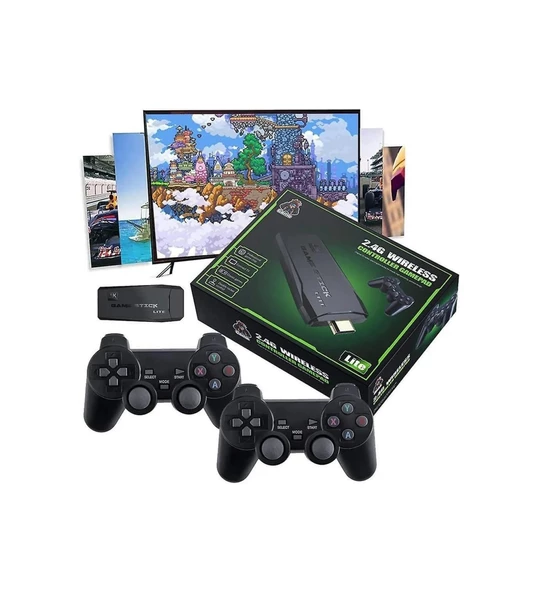 Gaming Retro Atari Taşınabilir Kablosuz Çift Oyun Kolu 20000 Oyun Destekli Game Stick - 3