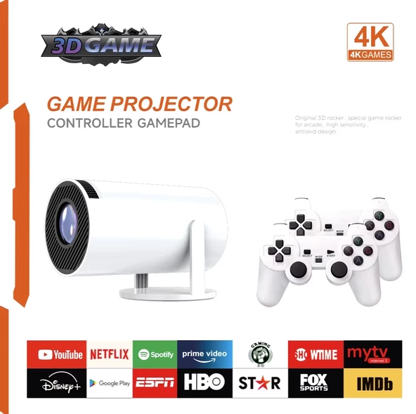 4K Android Oyun Konsollu Taşınabilir Ultra Hd LCD LED Projeksiyon Dolby Audio Destekli - 4