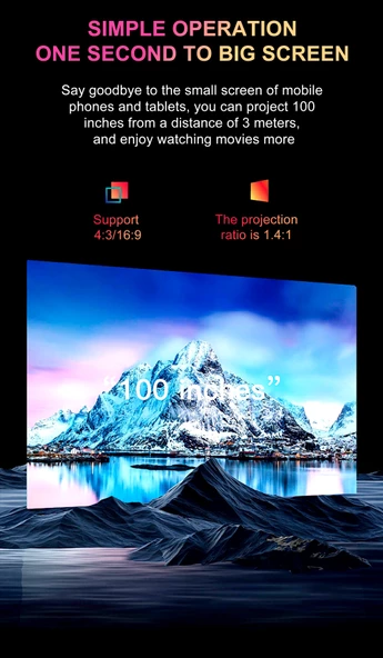 4K Pro Android Oyun Konsollu Ev Sineması Ultra Hd LED Projeksiyon - 7