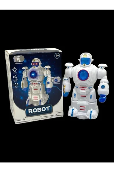 Çarp Dön Sesli Işıklı Robot 16 Cm Beyaz - 6