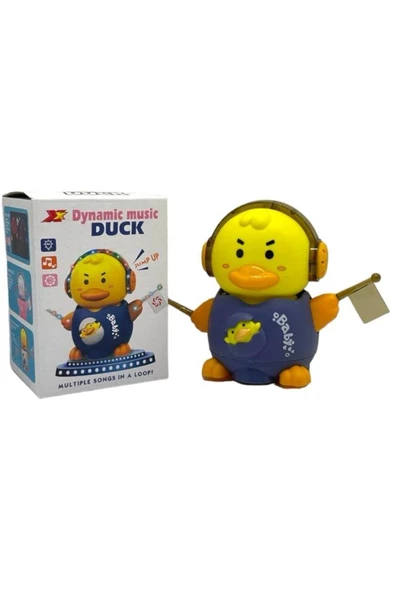 Pilli Işıklı Müzikli Çarp Dön Dansçı Ördek Aksesuarlı Bayraklı 15 cm - 3