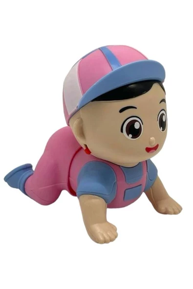 Kutulu Pilli Emekleyen Kasketli Pembe Bebek 11 Cm - 3