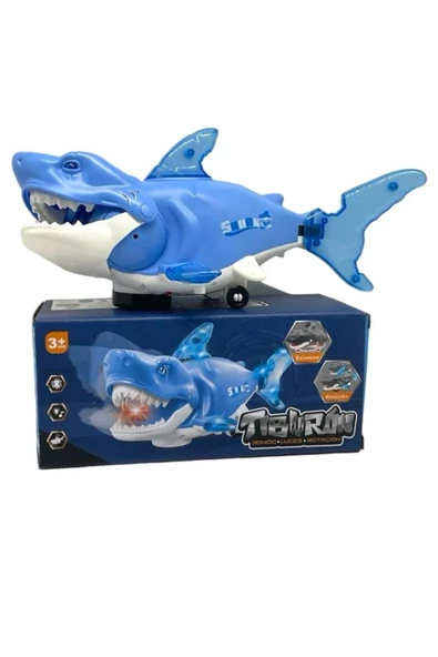 Sesli Işıklı Çarp Dön Şarkı Söyleyen Köpek Balığı Shark 27Cm Mavi - 4