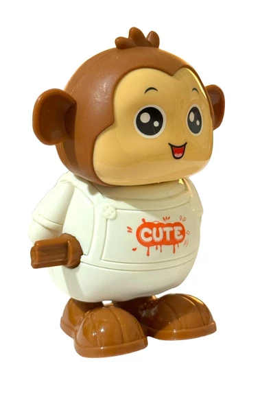 Kurmalı Zıp Zıp Zıplayan Yürüyen MAYMUN 10cm BEYAZ - 2