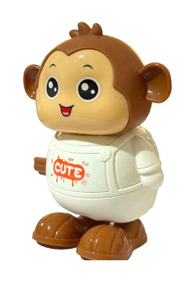 Kurmalı Zıp Zıp Zıplayan Yürüyen MAYMUN 10cm BEYAZ - 3