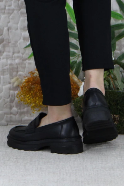 Fort 429003 Siyah Rahat Kalın Taban Loafer Kadın Ayakkabı - 4