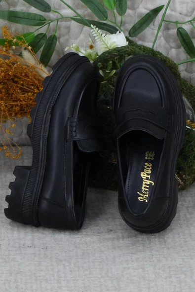 Fort 429003 Siyah Rahat Kalın Taban Loafer Kadın Ayakkabı - 5