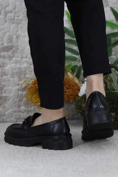 Fort 429002 Siyah Toka Detaylı Rahat Loafer Kadın Ayakkabı - Resim 4