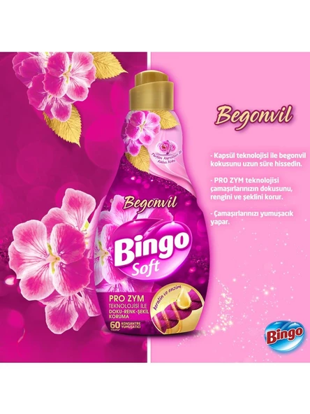Bingo  Soft Konsantre Çamaşır Yumuşatıcısı Begonvil 1440 ml X 3 Adet - 2