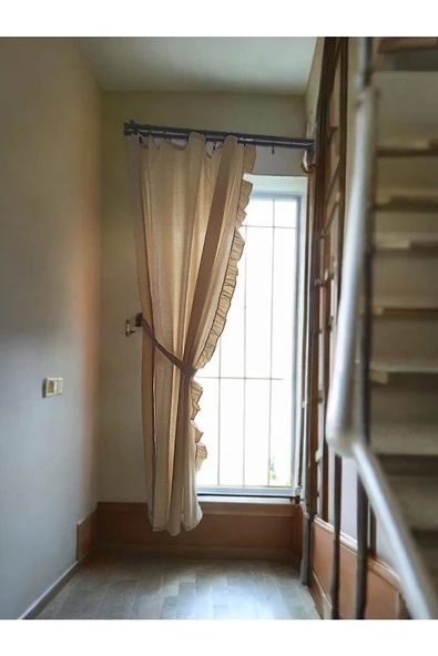 Fırfırlı Naturel Keten Vintage Pamuk Keten Perde (En x Boy) - Tek Kanat - Fırfırlı - 5