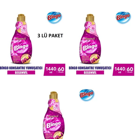 Bingo  Soft Konsantre Çamaşır Yumuşatıcısı Begonvil 1440 ml X 3 Adet - 4