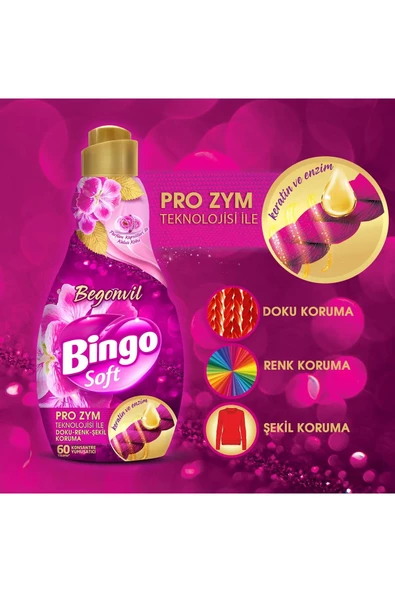 Bingo  Soft Konsantre Çamaşır Yumuşatıcısı Begonvil 1440 ml X 3 Adet - 3