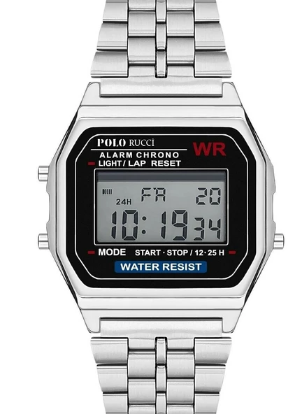 Sport Bayan-erkek Dijital Saat -gümüş