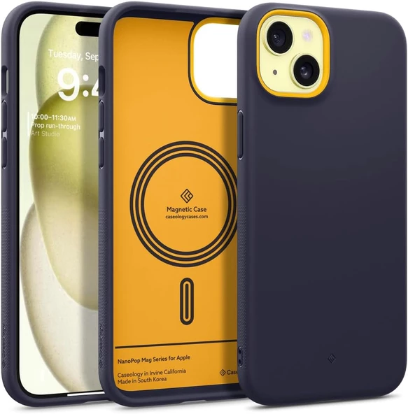 Caseology iPhone 15 Plus Kılıf Nano Pop Mag MagSafe özellikli Blueberry Navy - ACS06677