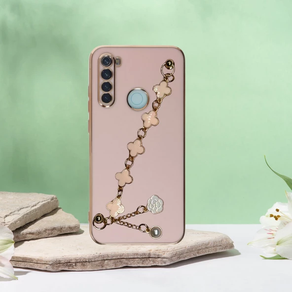 XİAOMİ REDMİ NOTE 8 UYUMLU ELÇEK ŞANZELİZE KILIF ROSE GOLD