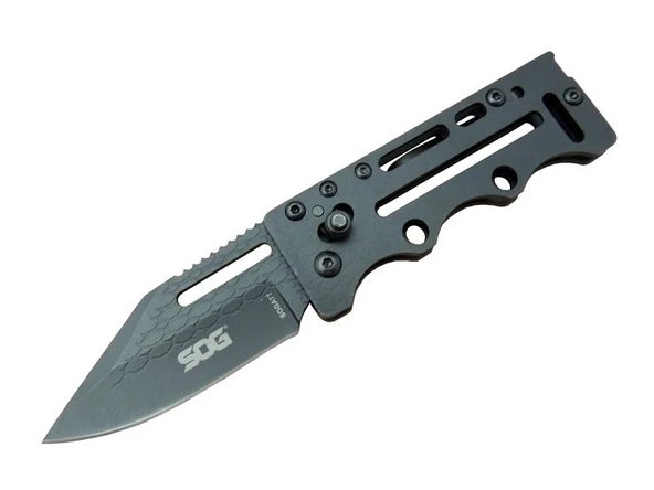 SOG AC77BK Siyah Yaprak Kamp Çakı 15 cm - Metal Sap, Kılıflı