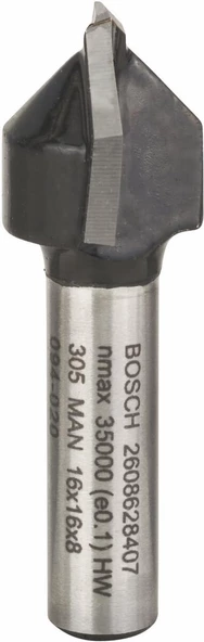 2 608 628 aksesuarı 407 V kesici 8 mm, D1 16 mm, U 16 mm, G 45 mm, 90 °