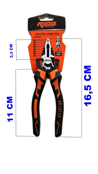 RICO Profesyonel Elektrikçi Kombine Pense 160mm 6" - 2