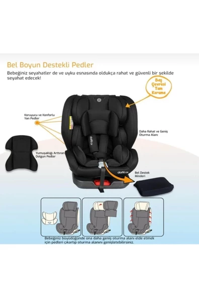 Convers Baby Dafiti 0-36 Kg 360 Derece Dönebilen Oto Koltuğu Isofix Siyah - 3