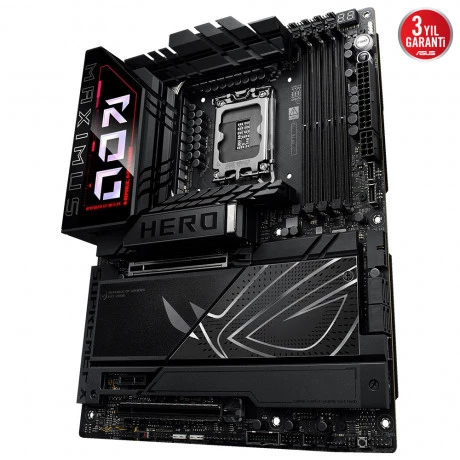 ASUS ROG MAXIMUS Z890 HERO, 8800MHz, 4xDDR5,  6x M.2, HDMI, 2xThunderbolt, 4xType-C, Wi-Fi 7, Bluetooth 5.4, Intel Core Ultra CPUSeri 2, LGA1851 Soket, Gaming Anakart - 3