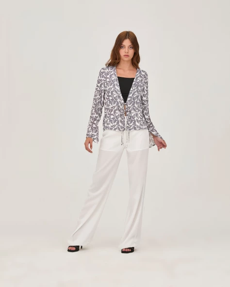 Astarlı Fermuarlı Bol Paça Pantolon - 3