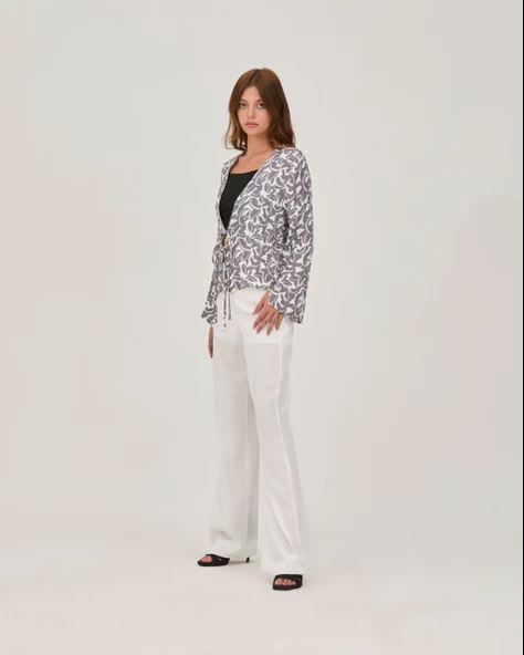 Astarlı Fermuarlı Bol Paça Pantolon - 4