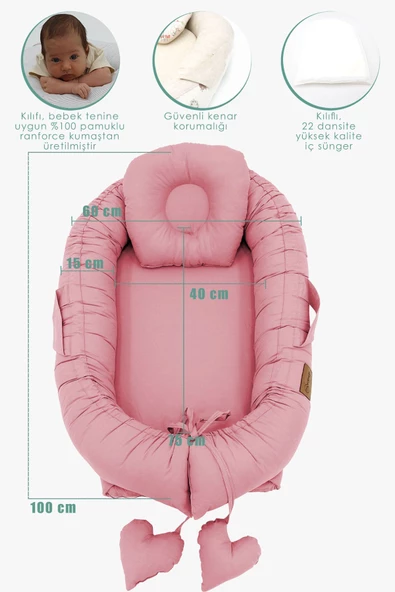 MORDESİGN Babynest Ortopedik Bebek Yatağı, Anne Yanı Bebek Yatağı, Ergonomik Tasarım, Morremix Serisi - 5