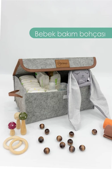MORDESİGN Saklama Kutusu, Dolap İçi Çamaşır/Oyuncak Düzenleyici, Yenidoğan İçin Kapaklı Keçe Organizer
