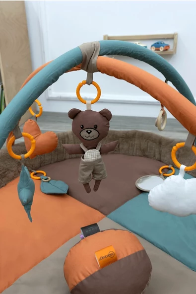 MORDESİGN Bebek Oyun Alanı, Morbear Bebek Aktivite Matı, Yumuşak Oyun Matı, Baby Gym Serisi, Kahverengi - 5