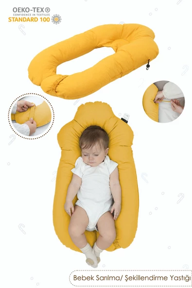 MORDESİGN Moresleep 2'si 1 arada Bebek Sarılma ve Şekillendirme Yastığı, Düz Kafa Yastığı,Pamuklu,Uyku Yastığı - 2