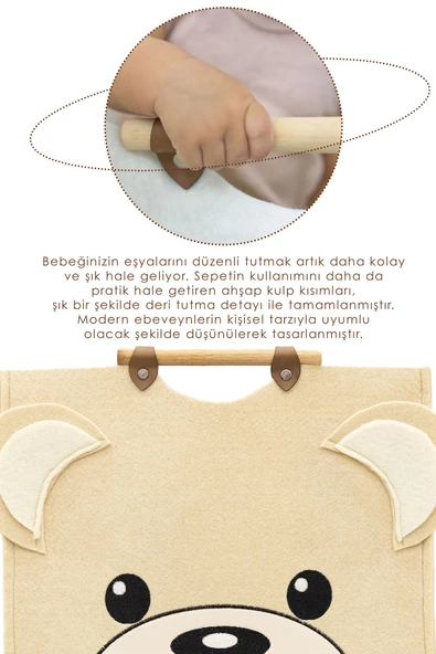 MORDESİGN Morbear Serisi, Keçe Çocuk Oyuncak/Kirli Çamaşır Depolama Sepeti, Çok Amaçlı Saklama Sepeti - 5