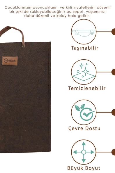 MORDESİGN Keçe Çocuk Oyuncak/Kirli Çamaşır Depolama Sepeti, Çok Amaçlı Saklama Sepeti, CapeTown Serisi - 2