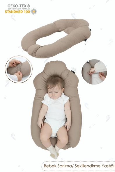 MORDESİGN Moresleep 2'si 1 arada Bebek Sarılma ve Şekillendirme Yastığı, Düz Kafa Yastığı,Pamuklu,Uyku Yastığı