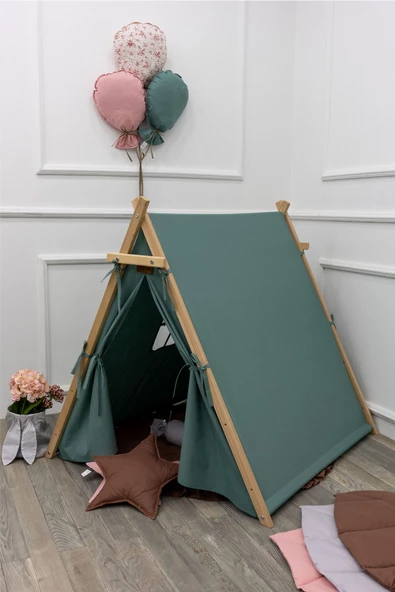 MORDESİGN Çocuk Oyun Çadırı, Kreş/Anaokulu Oyun Alanı, Ahşap Oyun Çadırı, Pencereli Ev Çadır, House Play Tent - 4