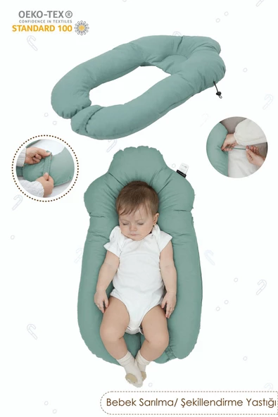 MORDESİGN Moresleep 2'si 1 arada Bebek Sarılma ve Şekillendirme Yastığı, Düz Kafa Yastığı,Pamuklu,Uyku Yastığı