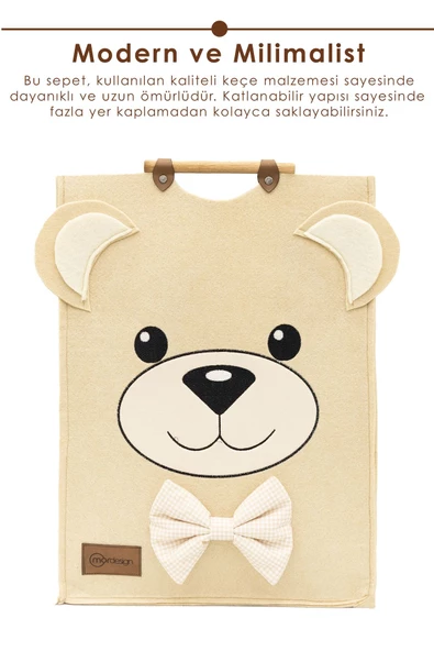 MORDESİGN Morbear Serisi, Keçe Çocuk Oyuncak/Kirli Çamaşır Depolama Sepeti, Çok Amaçlı Saklama Sepeti - 2