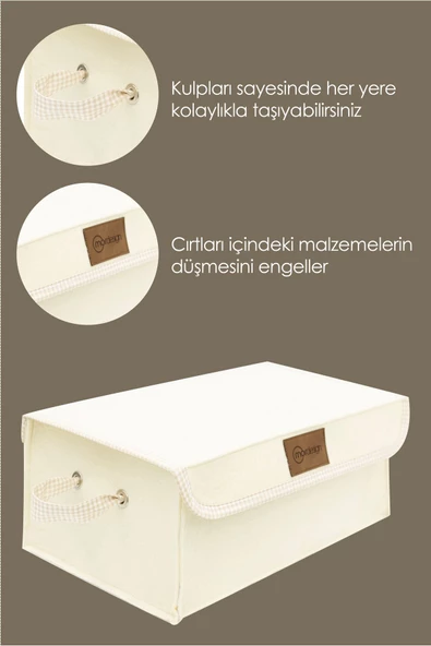 MORDESİGN Saklama Kutusu, Dolap İçi Çamaşır/Oyuncak Düzenleyici, Yenidoğan İçin Kapaklı Keçe Organizer - 4