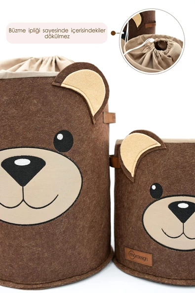 MORDESİGN Saklama Kutusu,Dolap İçi Çamaşır/Oyuncak Düzenleyici, Çok Amaçlı Kirli Sepeti, Morbear Serisi - 4