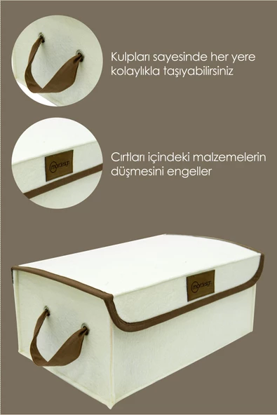 MORDESİGN Saklama Kutusu, Dolap İçi Çamaşır/Oyuncak Düzenleyici, Yenidoğan İçin Kapaklı Keçe Organizer - 4