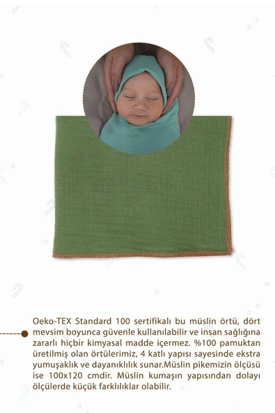 MORDESİGN %100 Pamuk 4 Katlı Müslin Bebek Battaniyesi, 100x120 cm Müslin Örtü, Yenidoğan Kundak, Soft Seri - 2