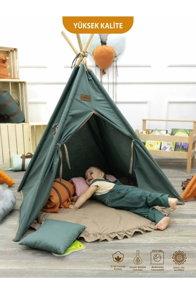 MORDESİGN Bebek/Çocuk Oyun Halısı, Yenidoğan Emekleme Pedi, Aktivite Matı, Çok Amaçlı Minder, Kampçı Serisi - 4