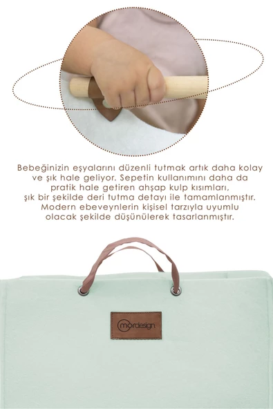 MORDESİGN Keçe Çocuk Oyuncak/Kirli Çamaşır Depolama Sepeti, Çok Amaçlı Saklama Sepeti, Kırık Beyaz - 3