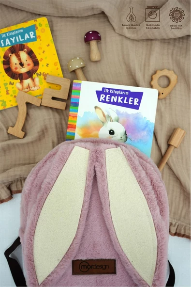 MORDESİGN Sevimli Tavşan Çocuk Sırt Çantası: Kreş/Anasınıfı İçin Peluş Kumaş Çanta, Morbunny Serisi - 4