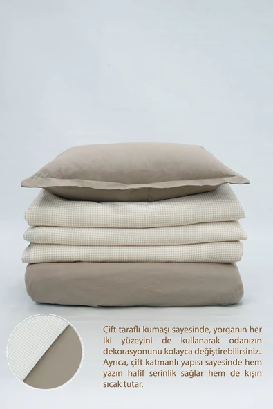 MORDESİGN Bebek Nevresim Seti, %100 Pamuk Kumaş Çift Taraflı, Çocuk Nevresim Takımı, Gingham Serisi - 3