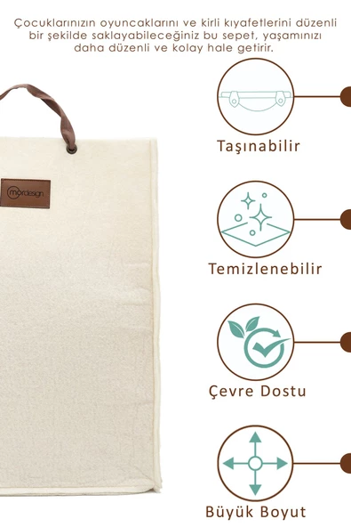 MORDESİGN Keçe Çocuk Oyuncak/Kirli Çamaşır Depolama Sepeti, Çok Amaçlı Saklama Sepeti, CapeTown Serisi - 2